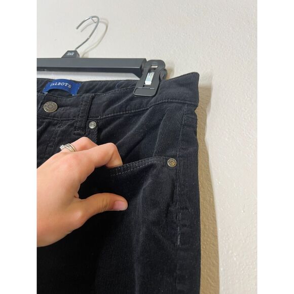 Talbots Womens Black Corduroy Pants 6 High Rise Straight Leg Curvy Fall Preppy - Picture 2 of 13